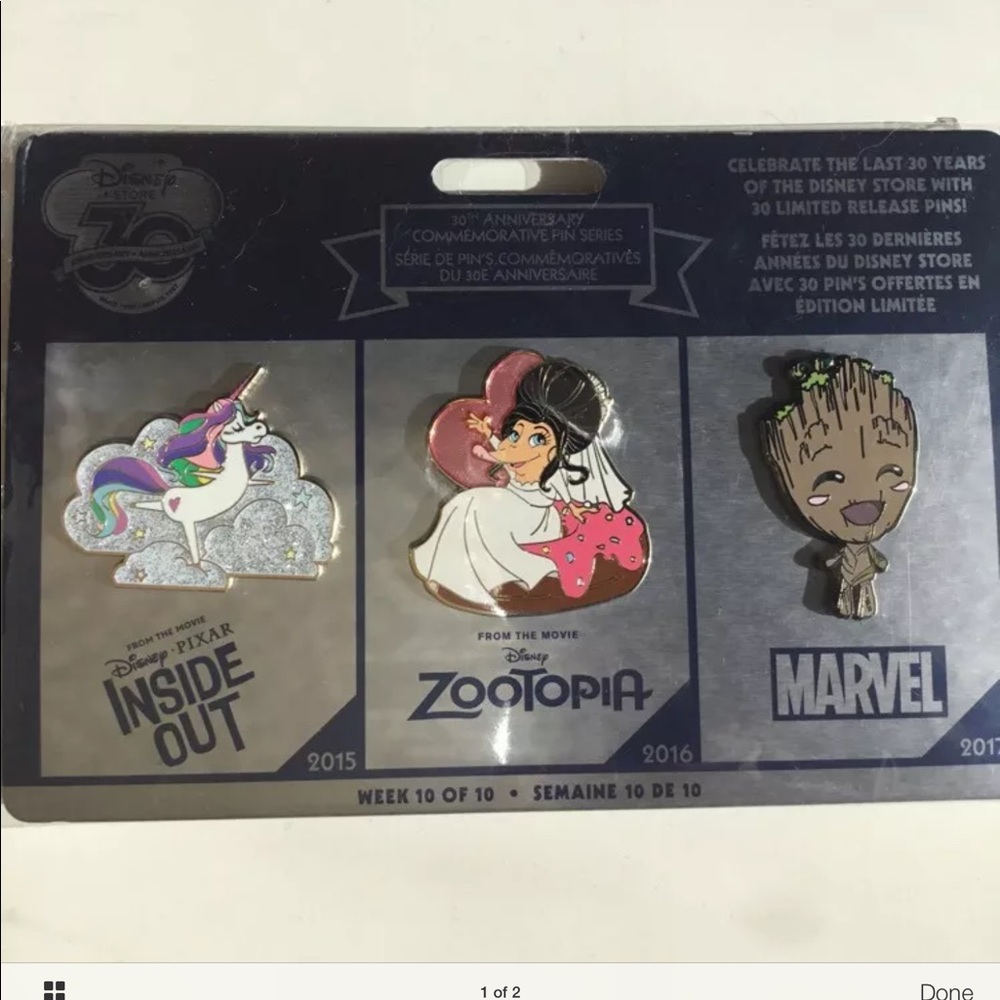 Disney 30th anniversary commemorative pin set wk10